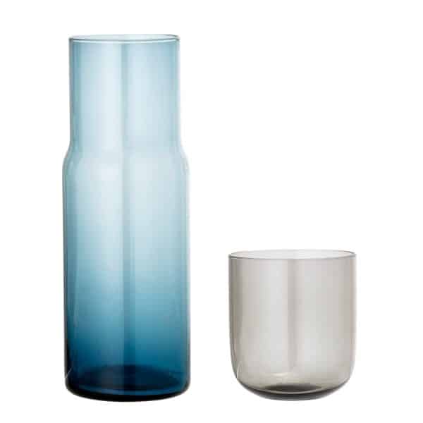 Bloomingville Hilmer Karaffel & Glas, Blå, Glas