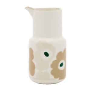 Marimekko Oiva Unikko karaffel 0,65 l, hvid/sand/beige/mørkegrøn